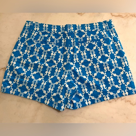 Blue and White Patterned Women's Shorts - Picture 3 of 4